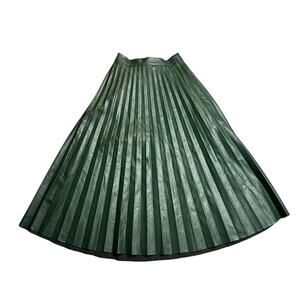 Gracia Faux Leather Pleated Midi Skirt Size Small Hunter Green NWT